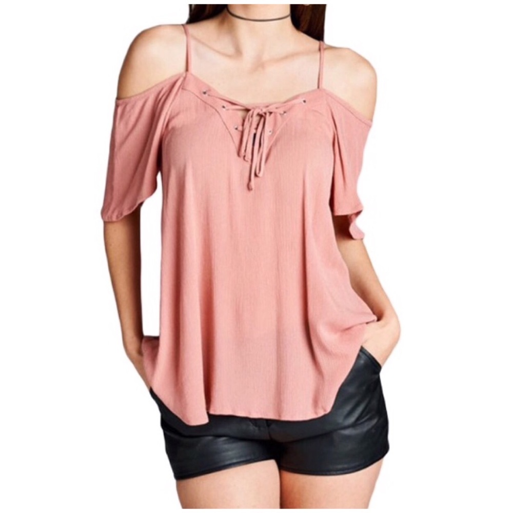 Pink Lace Up Tank